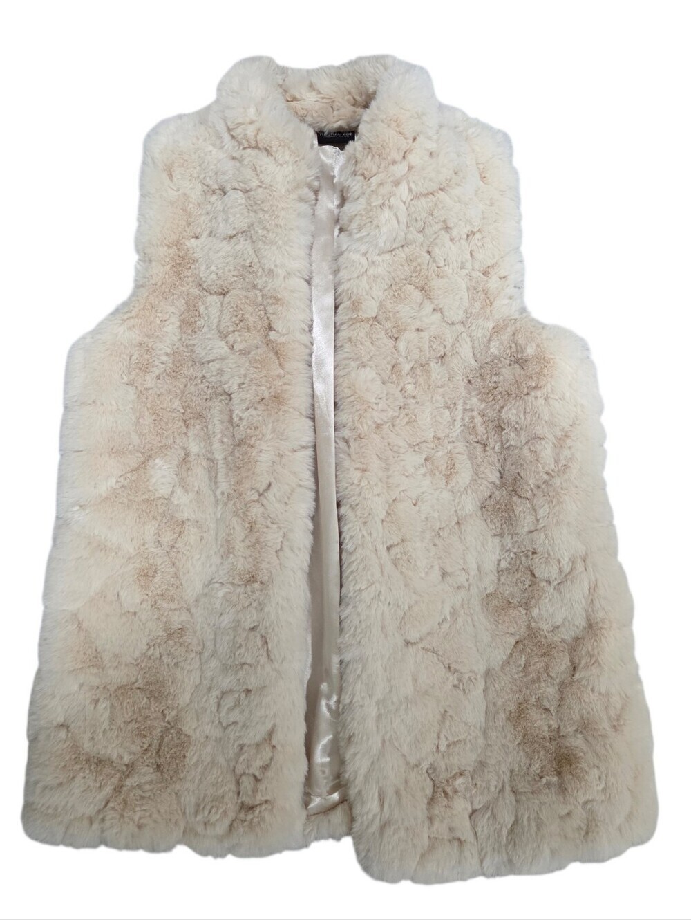 Rachel Zoe Cream Faux Fur Longline Vest Open Front Size Large - Picture 8 of 11